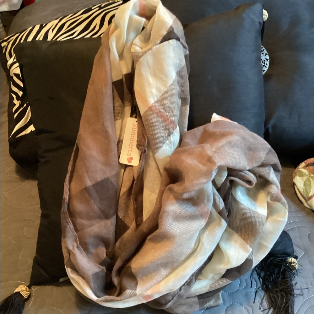 Simonetta ladies double loop neck scarf, size 32” X 32”